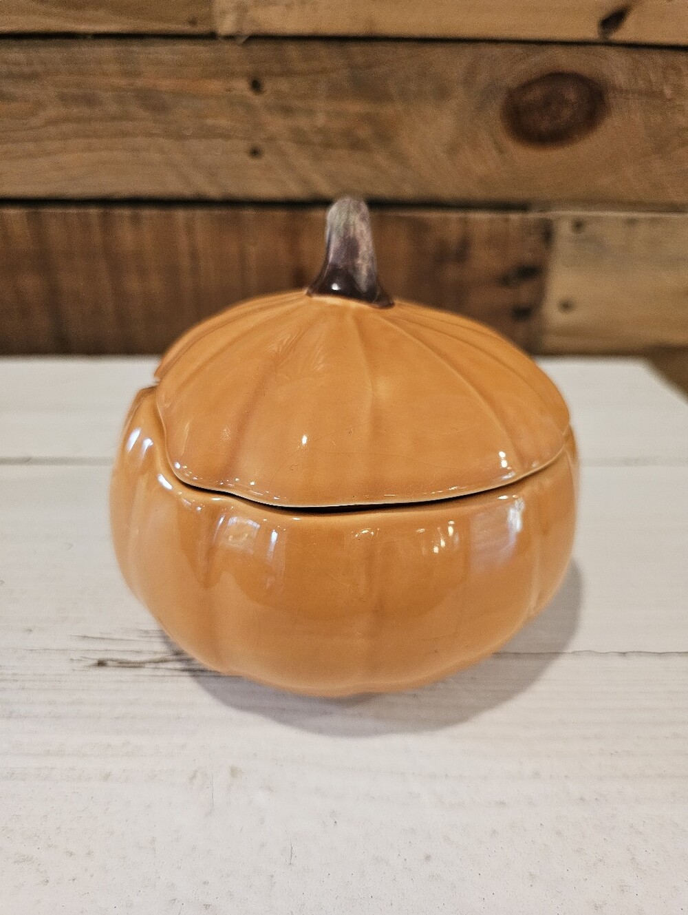 Vintage Harry & David Ceramic Pumpkin Covered Bowl - Orange - Picture 5 of 10